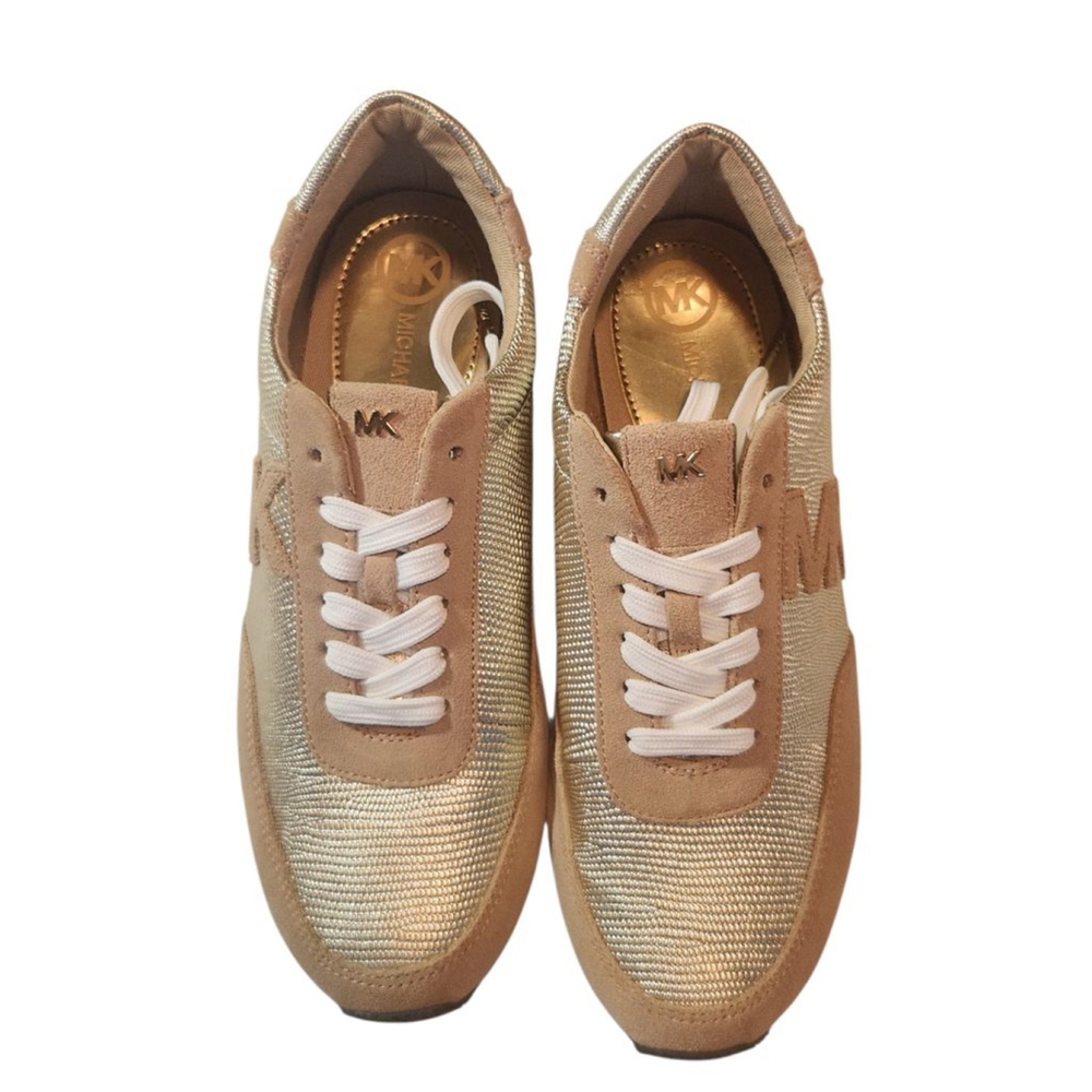 Women's Michael Kors Stanton Gold Beige Trainer Sneakers Size 7.5 NEW - Picture 4 of 7